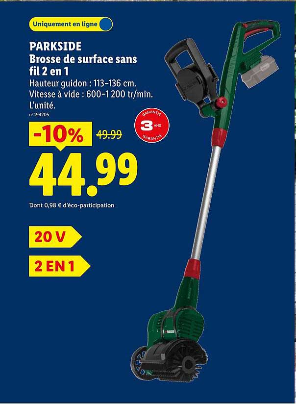 PARKSIDE Brosse de surface sans fil 2 en 1
