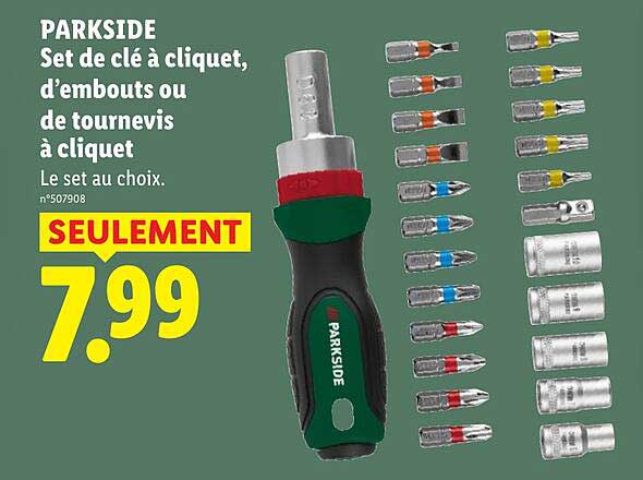 PARKSIDE Set de clé à cliquet, d'embouts ou de tournevis à cliquet