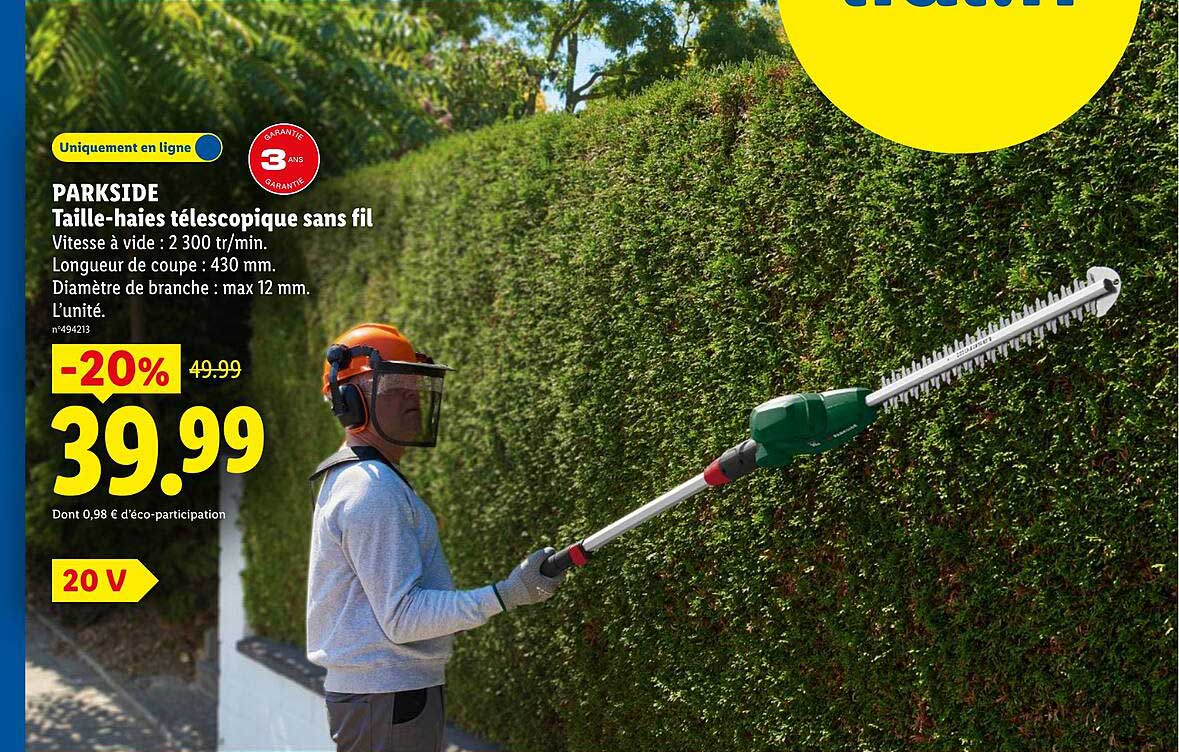 PARKSIDE Taille-haies télescopique sans fil