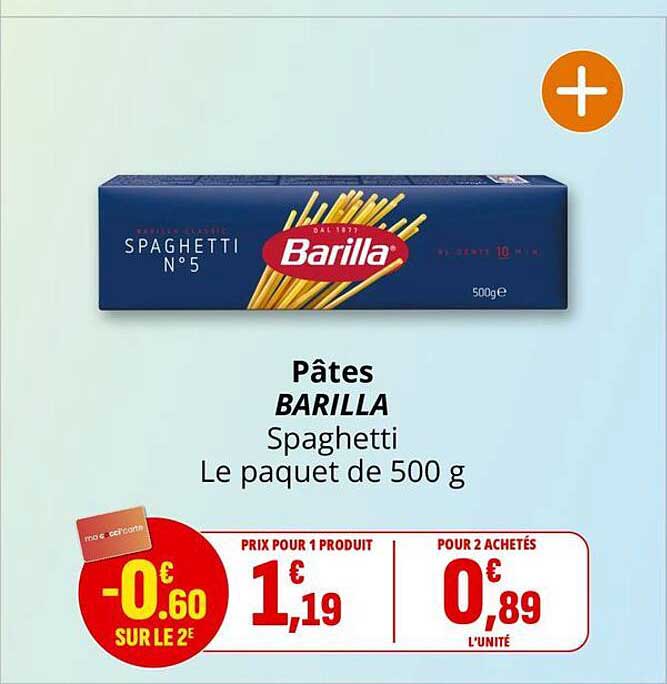 Pâtes BARILLA Spaghetti Le paquet de 500 g