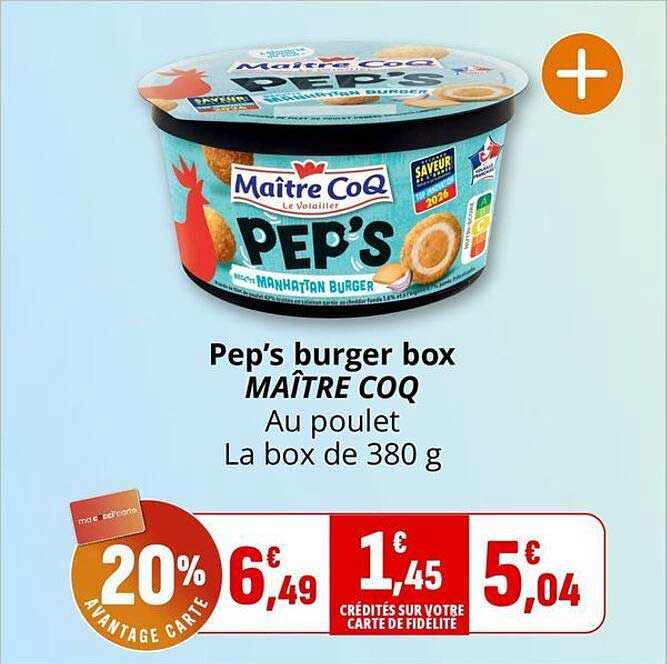 Pep’s burger box MAÎTRE COQ Au poulet La box de 380 g