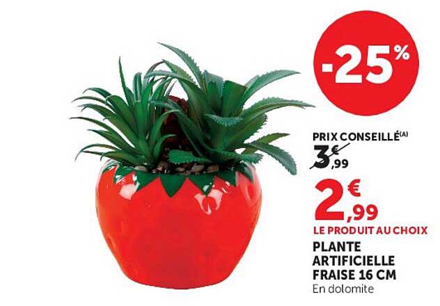 PLANTE ARTIFICIELLE FRAISE 16 CM
