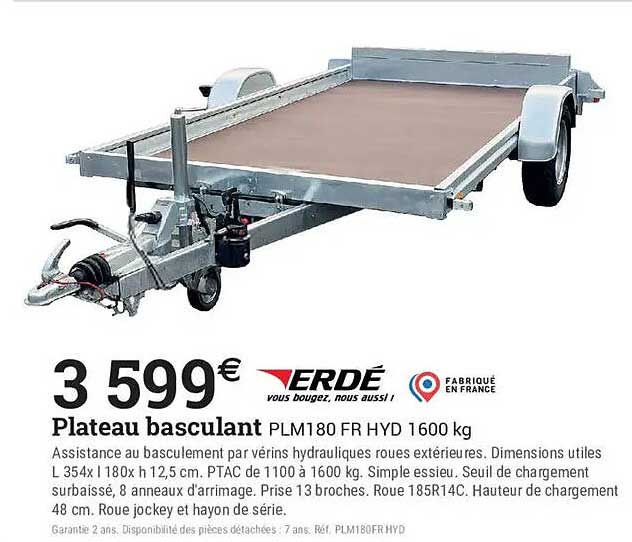Plateau basculant PLM180 FR HYD 1600 kg