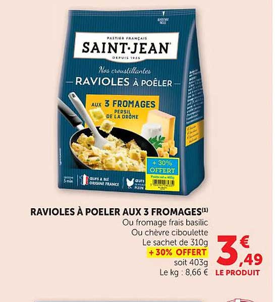 RAVIOLES À POELER AUX 3 FROMAGES
