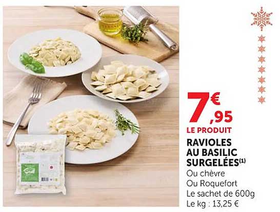 RAVIOLES AU BASILIC SURGELÉES(1)
