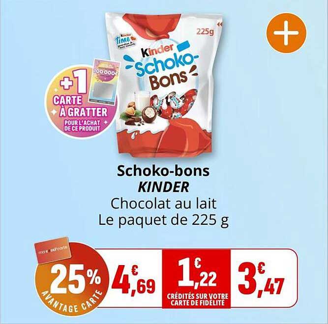 Schoko-bons KINDER Chocolat au lait Le paquet de 225 g