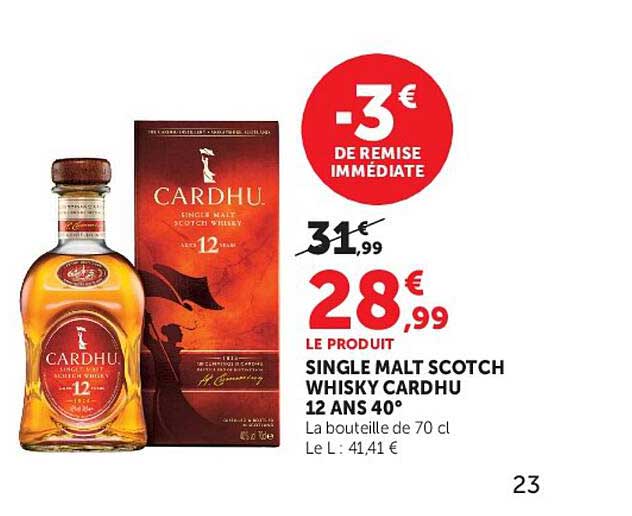 SINGLE MALT SCOTCH WHISKY CARDHU 12 ANS 40°