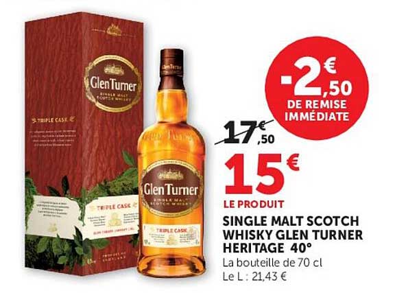 SINGLE MALT SCOTCH WHISKY GLEN TURNER HERITAGE 40°