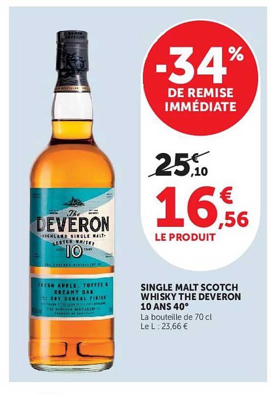 SINGLE MALT SCOTCH WHISKY THE DEVERON 10 ANS 40°