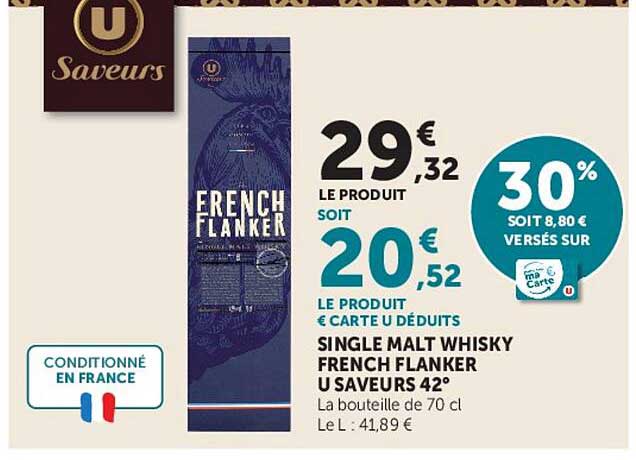 SINGLE MALT WHISKY FRENCH FLANKER U SAVEURS 42°