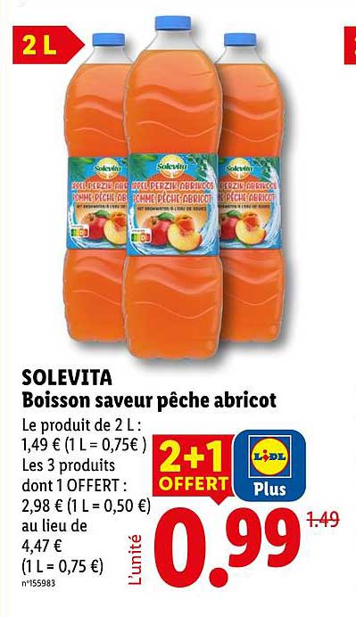 SOLEVITA Boisson saveur pêche abricot