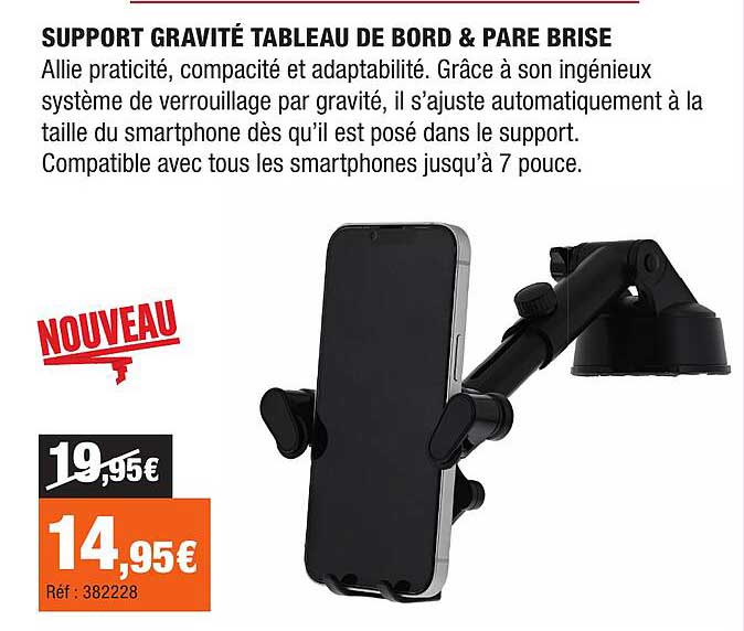 SUPPORT GRAVITÉ TABLEAU DE BORD & PARE BRISE