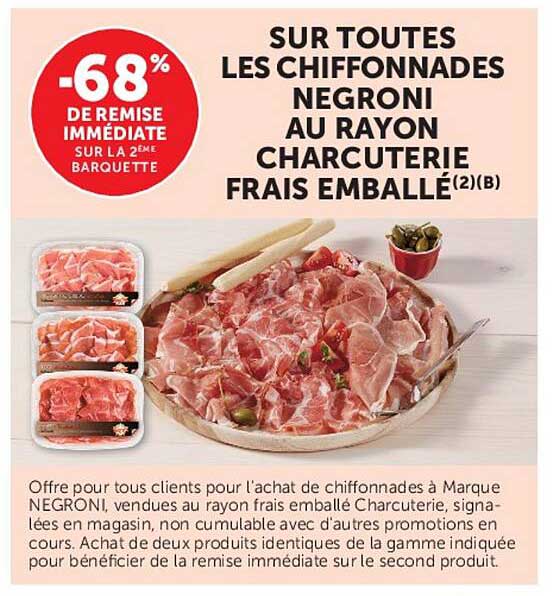 SUR TOUTES LES CHIFFONNADES NEGRONI AU RAYON CHARCUTERIE FRAIS EMBALLÉ(2)(B)