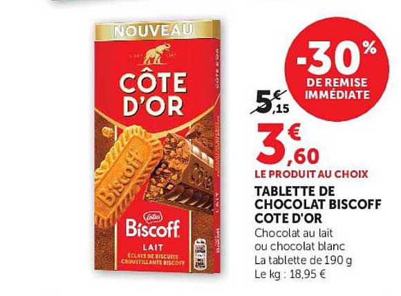 TABLETTE DE CHOCOLAT BISCOFF COTE D'OR