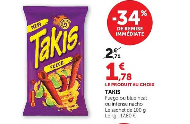 Takis Fuego ou blue heat ou intense nacho