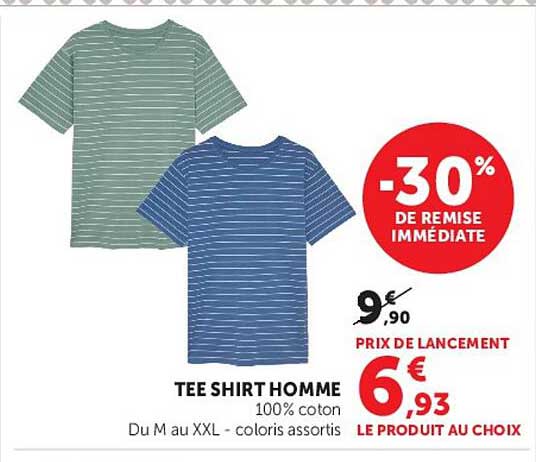 TEE SHIRT HOMME 100% coton Du M au XXL - coloris assortis