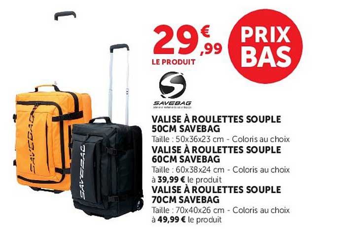 VALISE À ROULETTES SOUPLE 50CM SAVEBAG