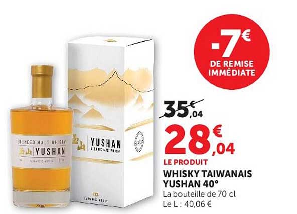 WHISKY TAIWANAIS YUSHAN 40°
