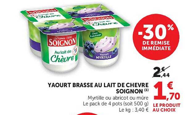 YAOURT BRASSE AU LAIT DE CHEVRE SOIGNON
