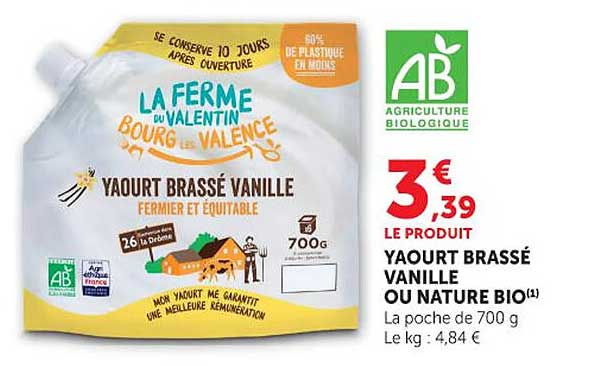 YAOURT BRASSÉ VANILLE OU NATURE BIO(1)
