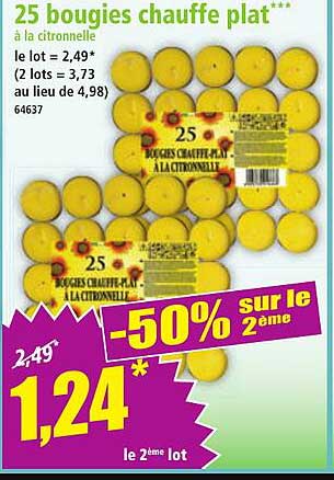 25 bougies chauffe plat à la citronnelle