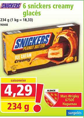 6 snickers creamy glacés
