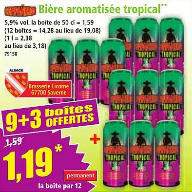 Bière aromatisée tropicale 9+3 boîtes offertes