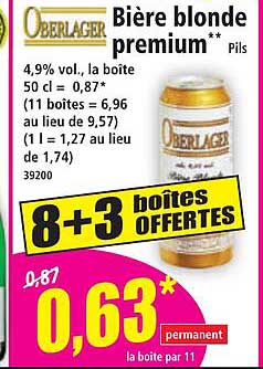 Bières blondes premium 8 + 3 boîtes OFFERTES