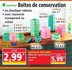 Boîtes de conservation