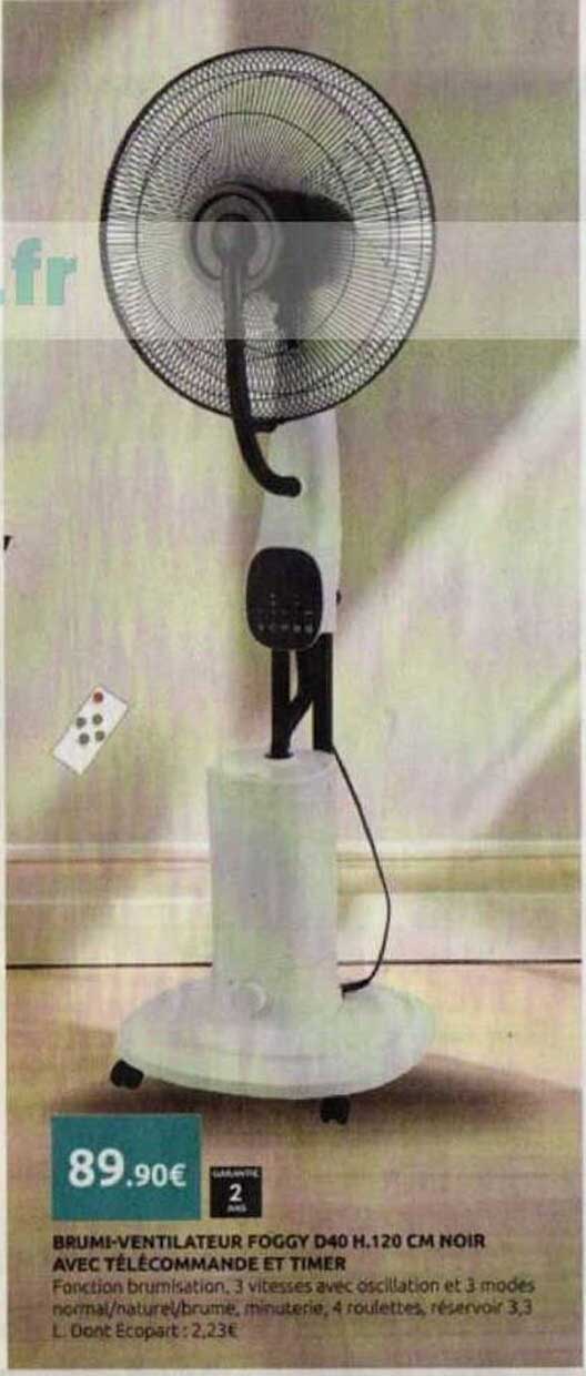 BRUMI-VENTILATEUR FOGGY D40 H.120 CM NOIR AVEC TÉLÉCOMMANDÉ ET TIMER