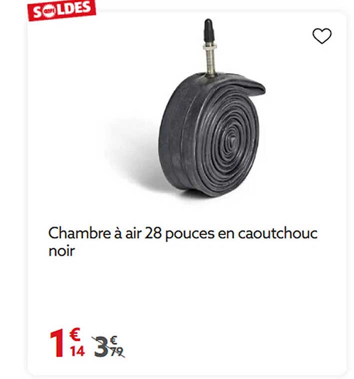 Chambre à air 28 pouces en caoutchouc noir