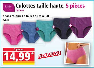 Culottes taille haute, 5 pièces