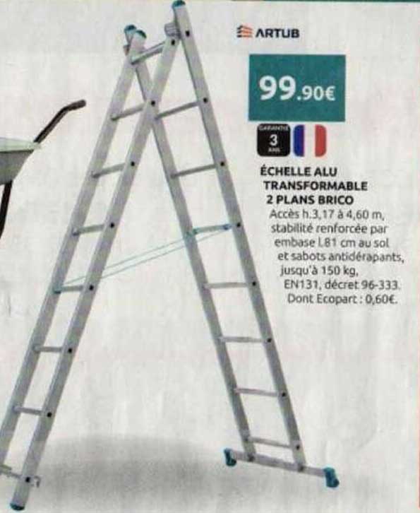 ÉCHELLE ALU TRANSFORMABLE 2 PLANS BRICO