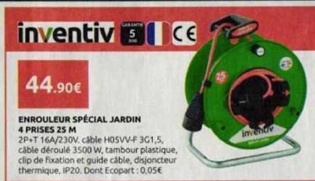 ENROULEUR SPÉCIAL JARDIN 4 PRISES 25 M