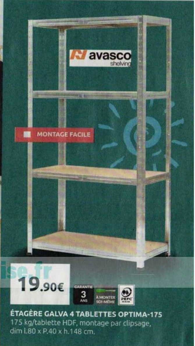 ÉTAGÈRE GALVA 4 TABLETTES OPTIMA-175