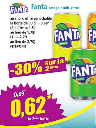 Fanta au choix, offre panachable -30% sur la 2ème