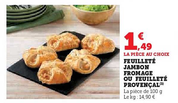 FEUILLETÉ JAMBON FROMAGE OU FEUILLETÉ PROVENCAL