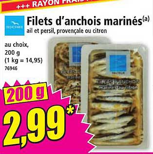 Filets d'anchois marinés(a) ail et persil, provençale ou citron
