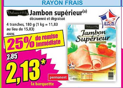 Jambon supérieur(a) découpé et dégraissé
