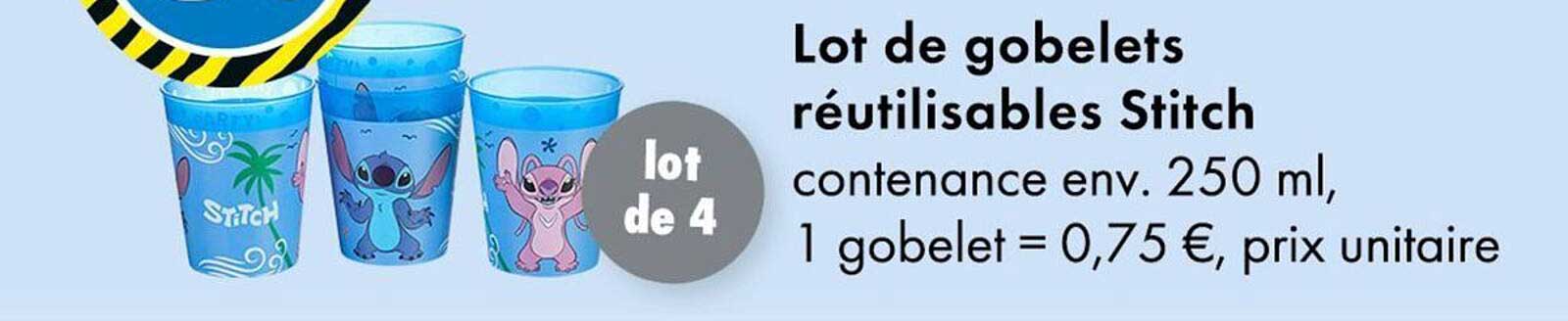 Lot de gobelets réutilisables Stitch