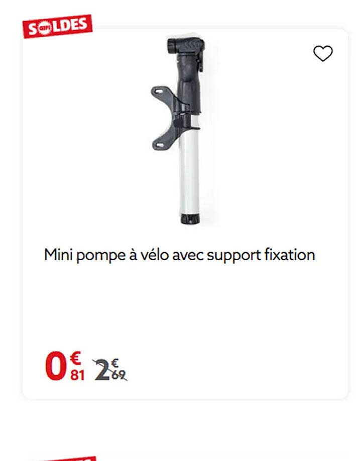 Mini pompe à vélo avec support fixation