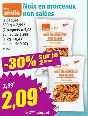 Noix en morceaux non salées