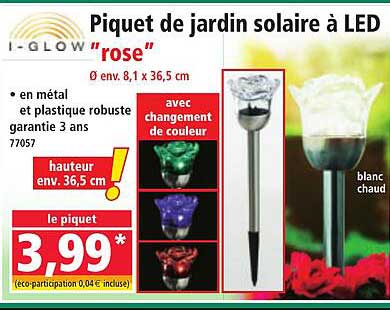 Piquet de jardin solaire à LED "rose"