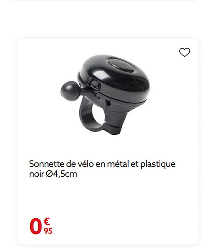 Sonnette de vélo en métal et plastique noir Ø4,5cm