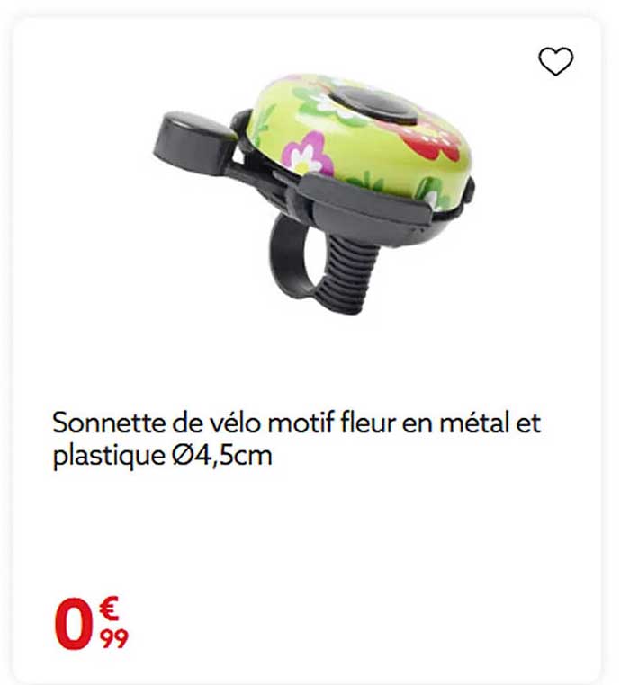 Sonnette de vélo motif fleur en métal et plastique Ø4,5cm