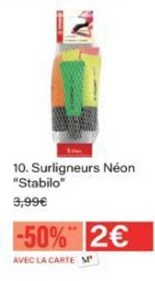 10. Surligneurs Néon "Stabilo"