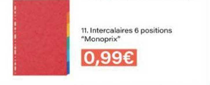 11. Intercalaires 6 positions "Monoprix"