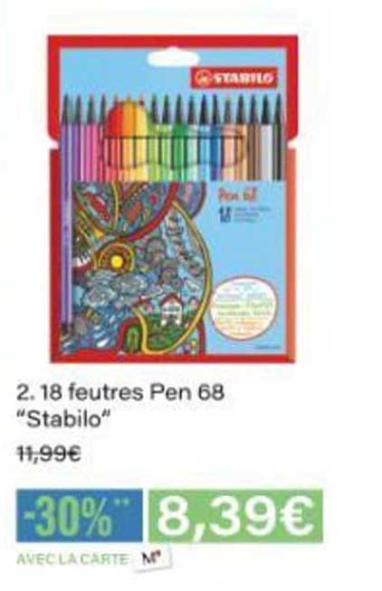 2. 18 feutres Pen 68 "Stabilo"