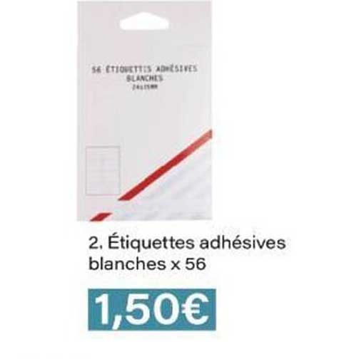 2. Étiquettes adhésives blanches x 56