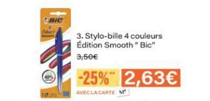 3. Stylo-bille 4 couleurs Édition Smooth " Bic"